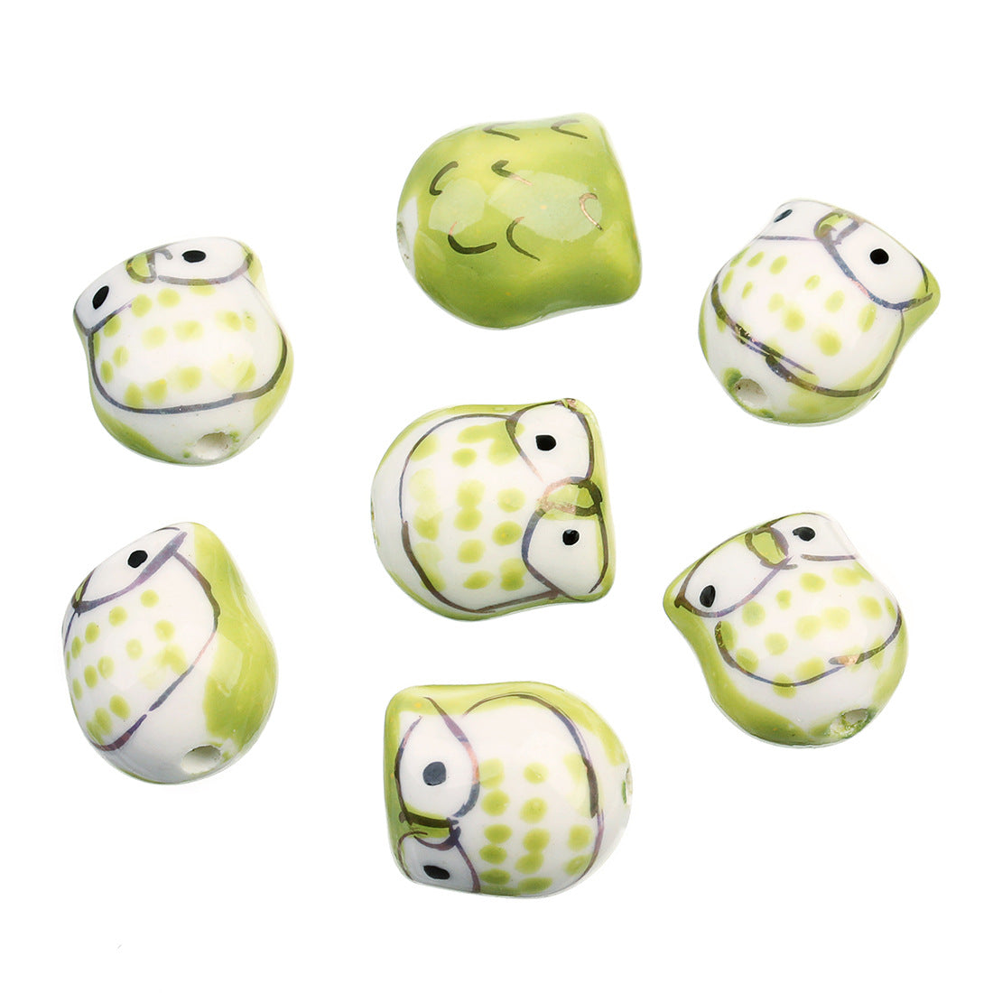 Cuentas de cerámica de búho de 10 piezas al por mayor